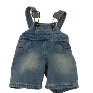 BAB Faded Baby Blue Denim Jean Shortalls Bib Overalls Build A Bear Teddy Clothes